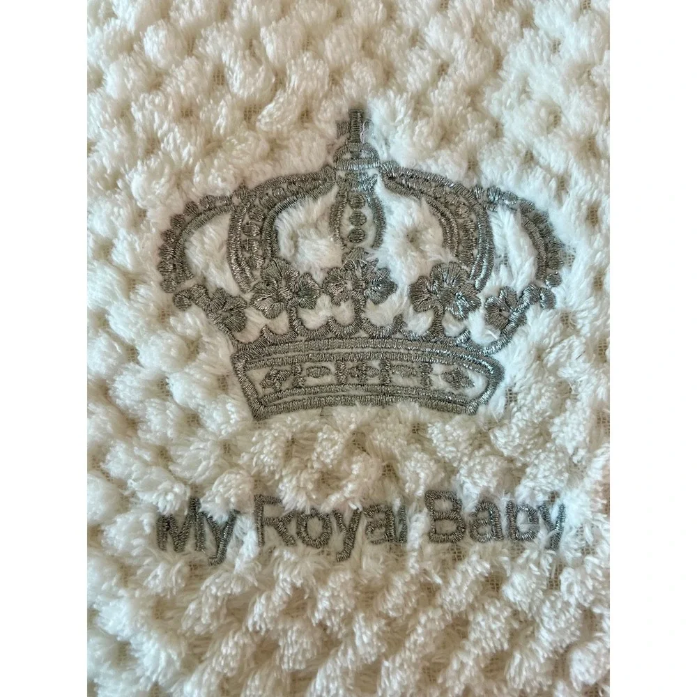 My Baby Super Soft Plush Blanket Cream Silver Crown My Royal Baby 30x40 NWT